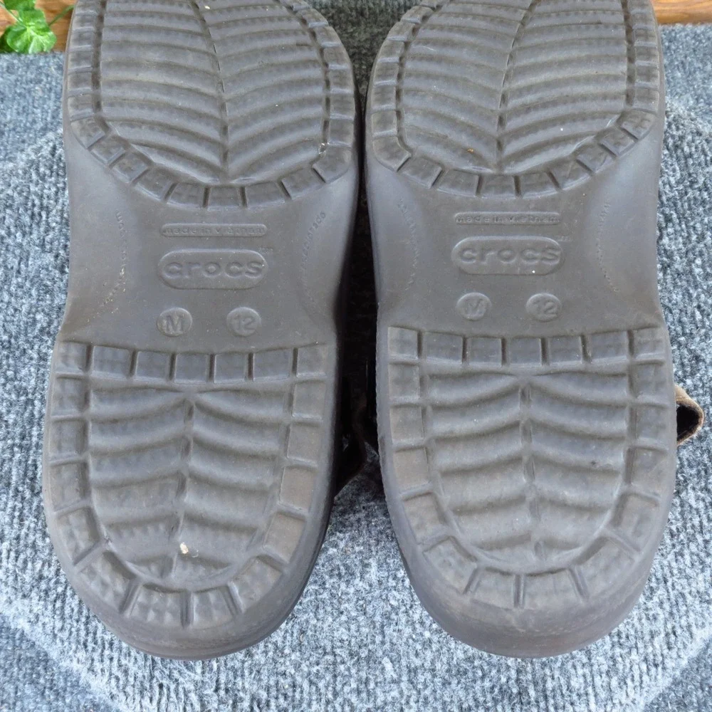 Crocs Yukon Mesa Men Shoe Size 12 Outdoor Clog Brown Leather Croslite Comfort